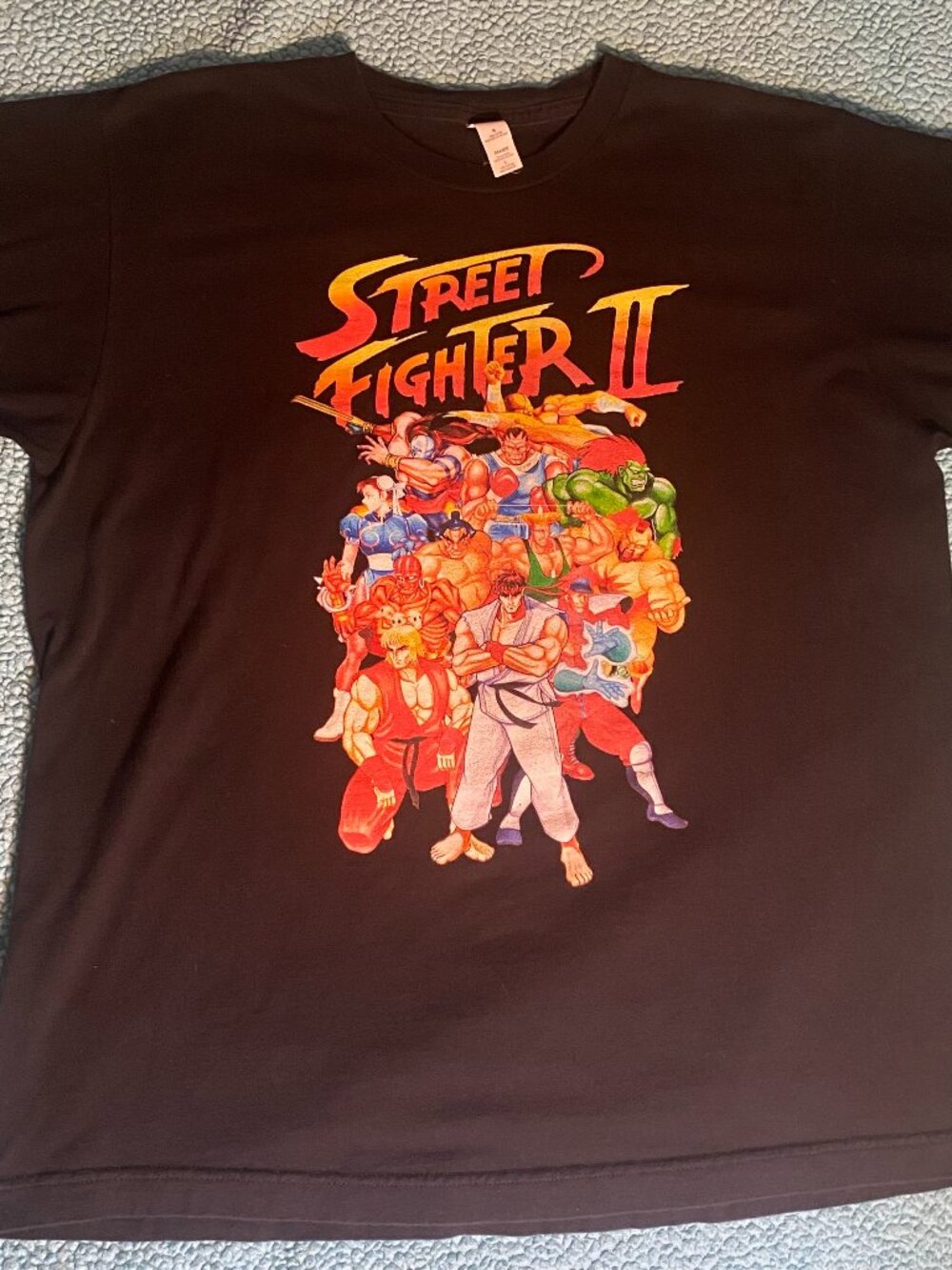 Street Fighter II T-Shirt Large Black M. Bison Sagat Ryu Blanka Vega Chun Li
